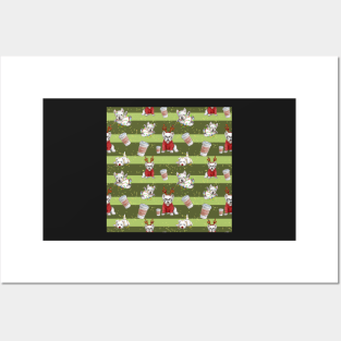 Christmas Westies green pattern Posters and Art